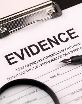 A couple of men standing in front of a laptop computer.